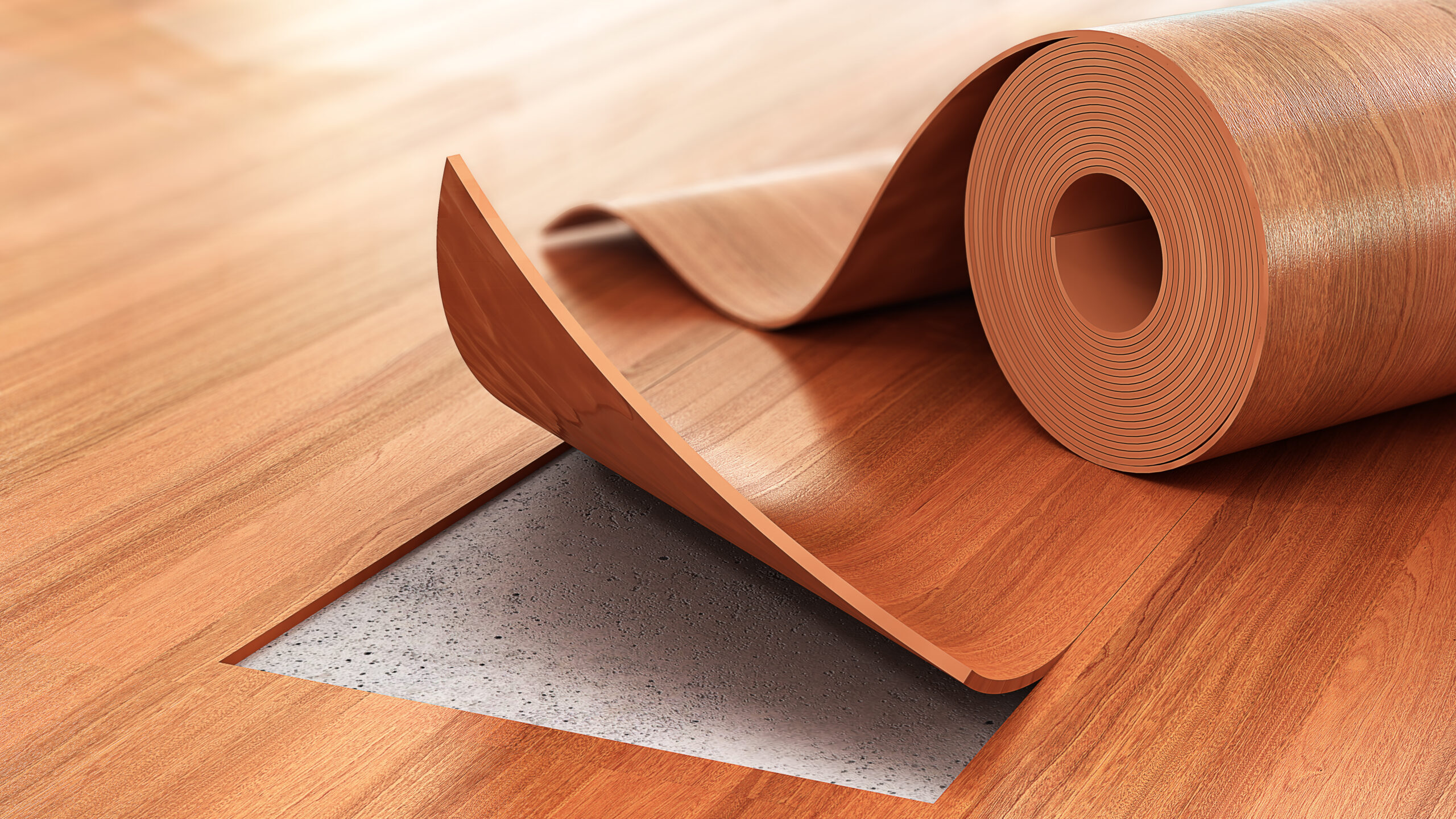 Linoleum,Coating.,Flooring,Installation.,3d,Illustration